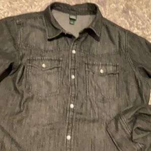 Wild Fable black denim Jean shirt with pearl buttons in S western style